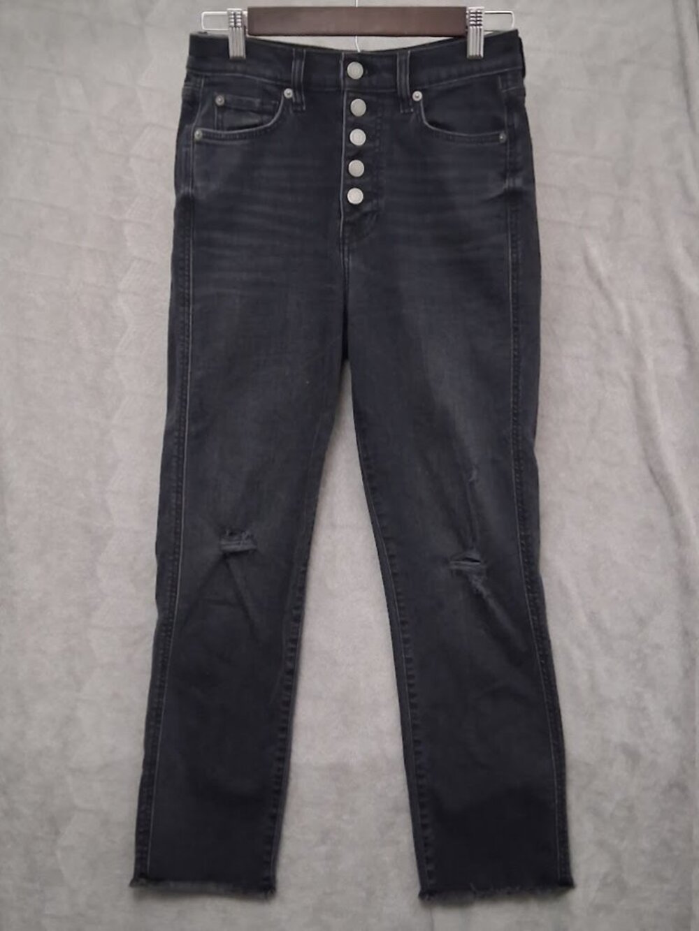 7 For All Mankind High Waist Cropped Straight Black Woman's Jeans Size 28"x26"
